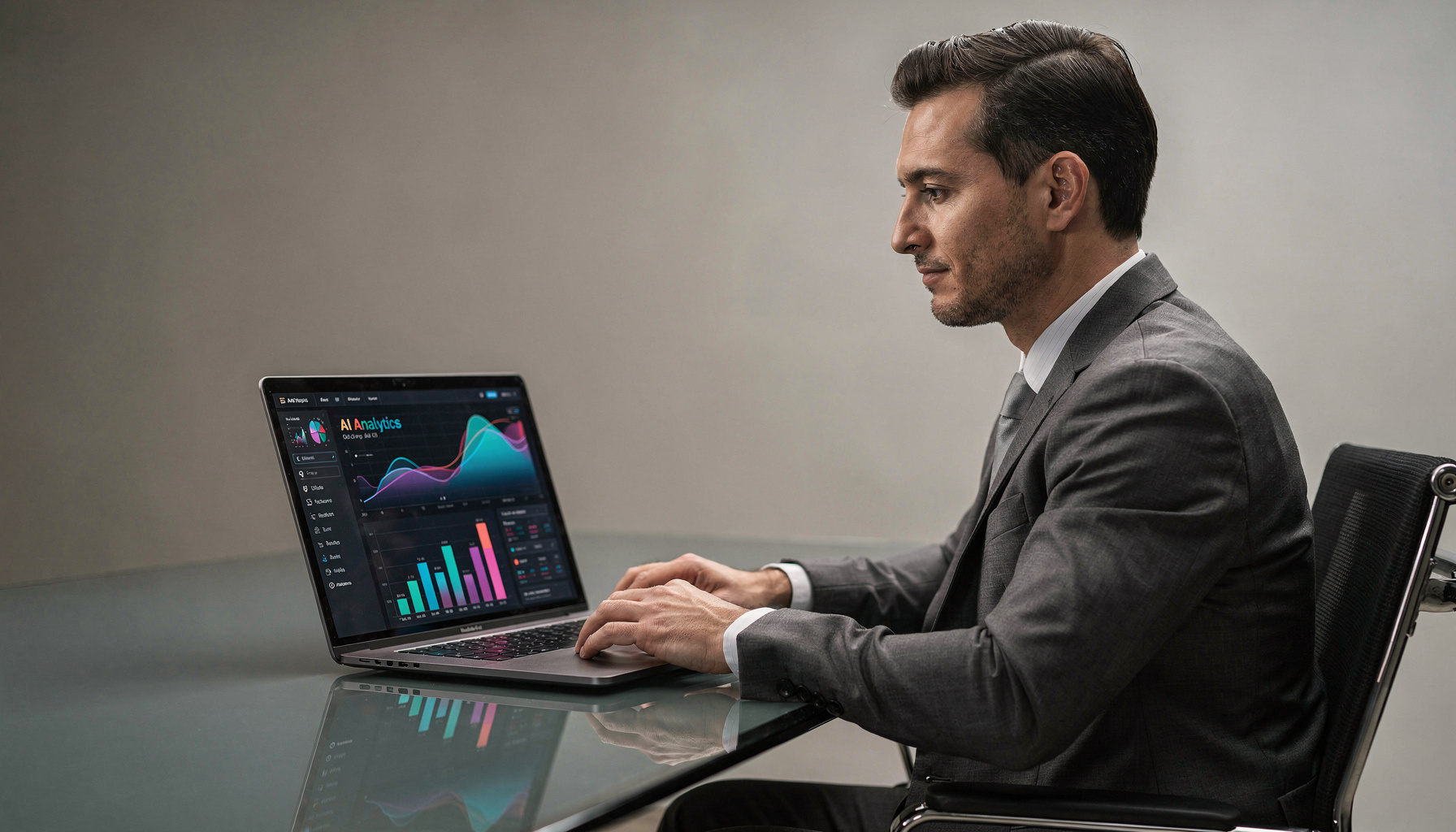 Overzicht kosten AI implementatie op laptop met financieel dashboard in moderne kantooromgeving