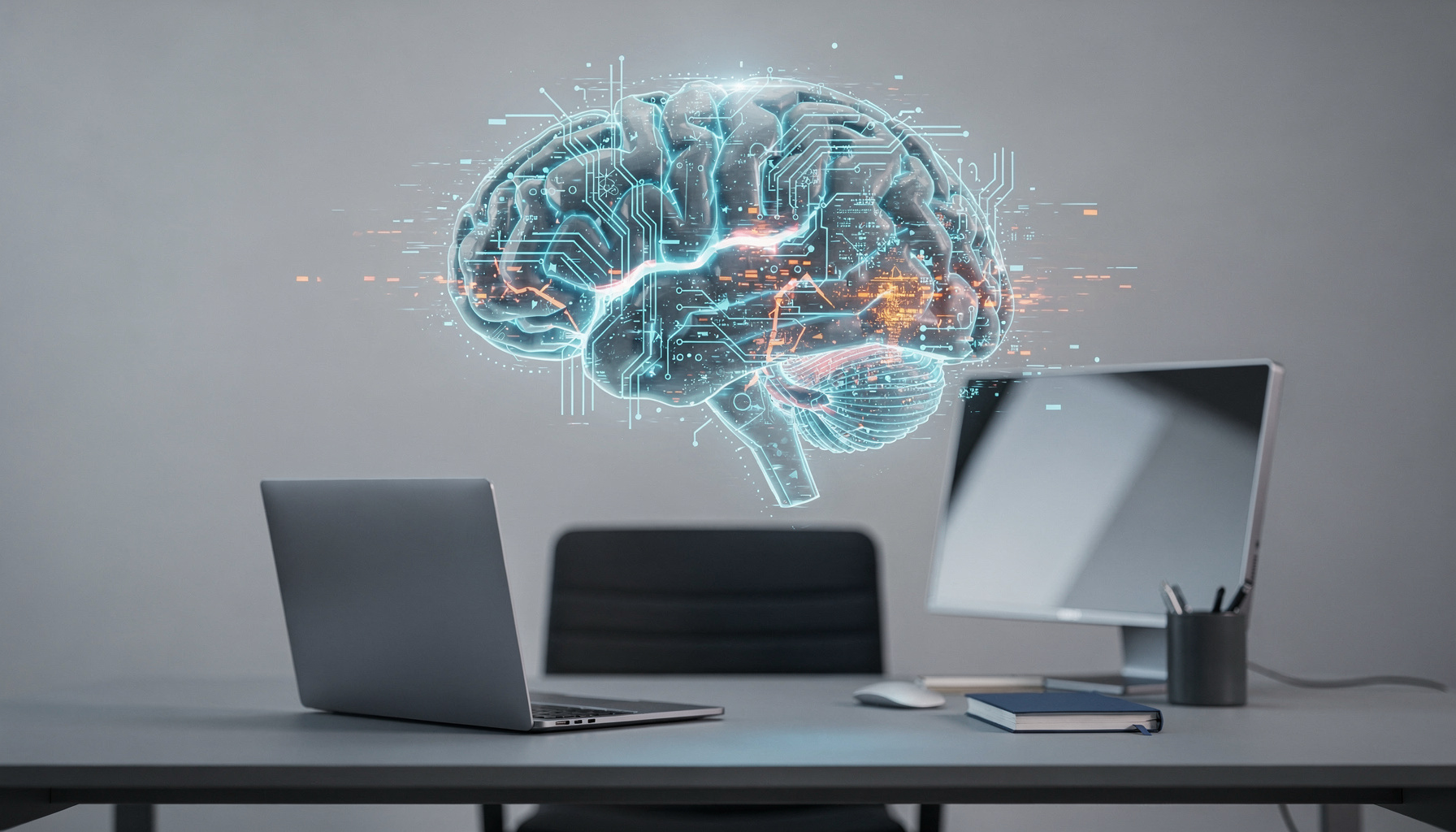 Schematische weergave van AI-fouten en hallucinaties in een digitaal systeem, is AI betrouwbaar