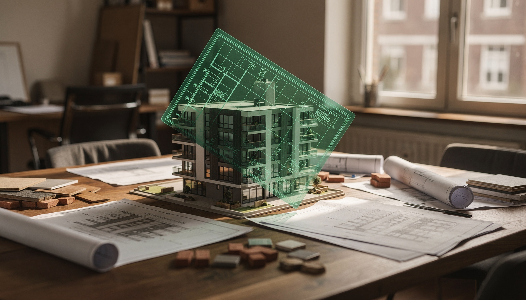 Een bouwmal sluit niet aan op een architectonisch model, wat past bij het zorgvuldig afstemmen van een AI-model op eigen
