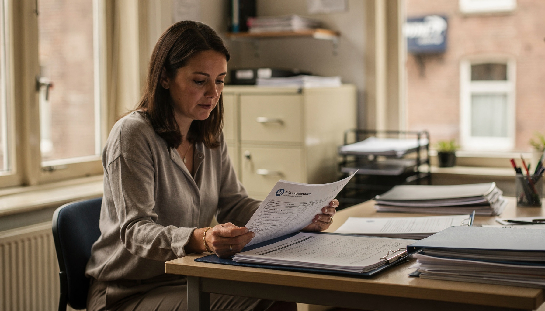 Medewerker herbeoordeelt een dossier dat door een geautomatiseerd systeem als verdacht werd gemarkeerd.