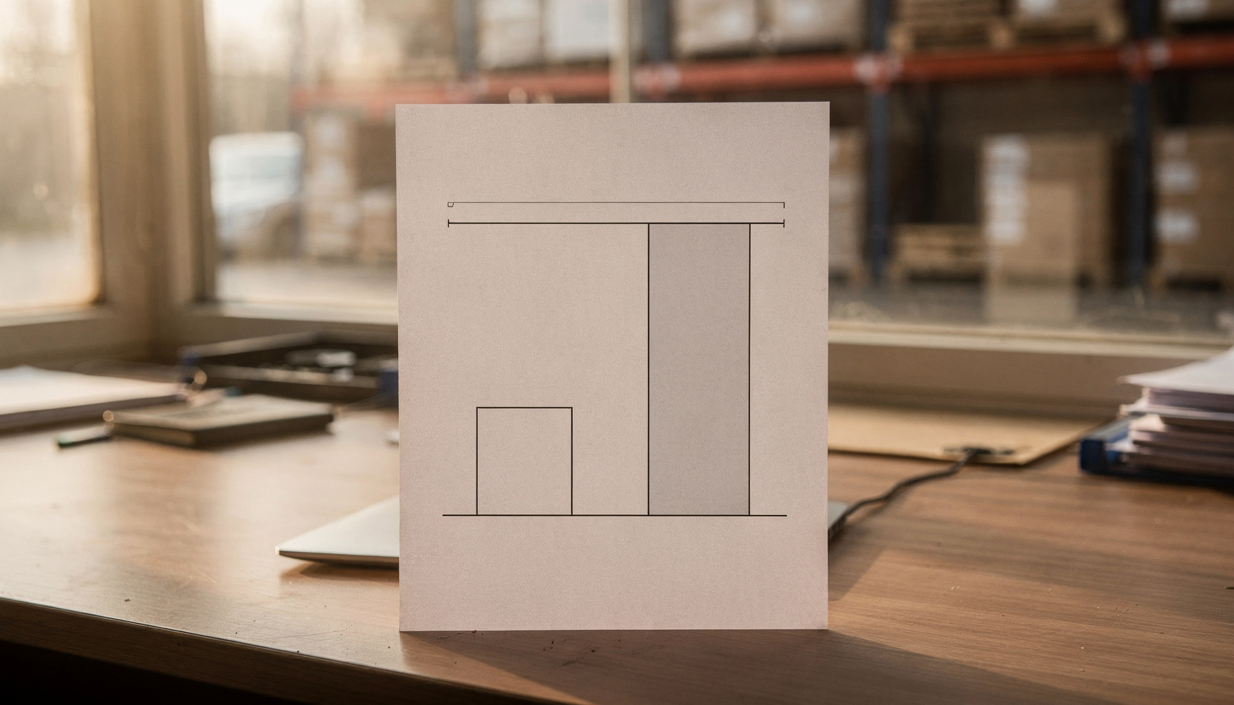 Vergelijkingsoverzicht met twee grafiekbalken van verschillend formaat op een bureau in een groothandel.